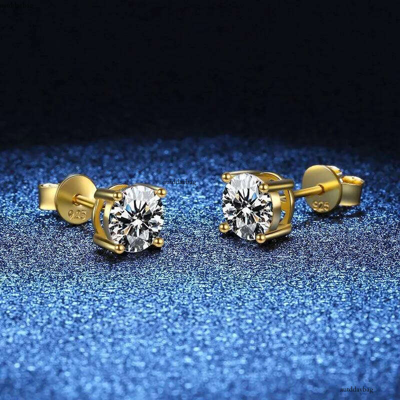 Choucong Elegant Stud Earrings Classical 4 Claw Jewelry Solitaire Pure 100% Sterling Sier Round Cut Lab Moissanite Dia Party Women Wedding Gold Earrin