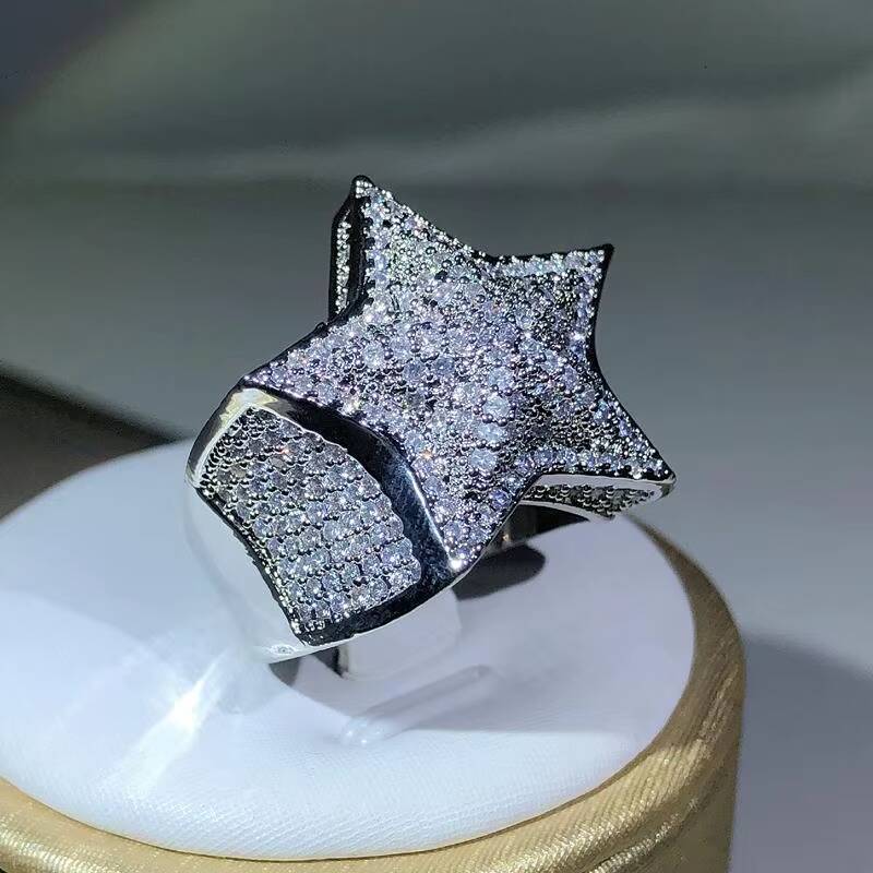 Luxury Custom Jewelry Hip Hop Vvs Moissanite Diamond Ring Bling Iced Out Initial 925 Silver Championship Ring for Mens