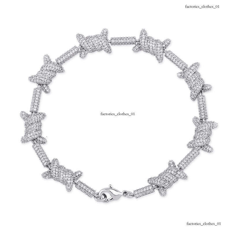 Hip Hop Personality Iron Wire Cuban Chain Sier Full Zircon Bracelet Jewelry