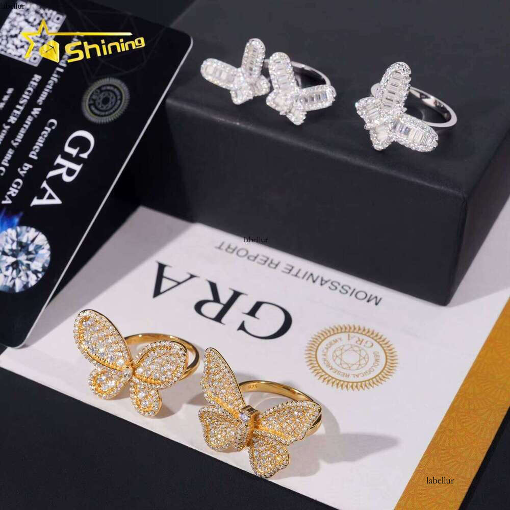 Fashion Jewelry Low Price Iced Out Silver Hip-Hop Butterfly Women's Silicone Stone Ring
