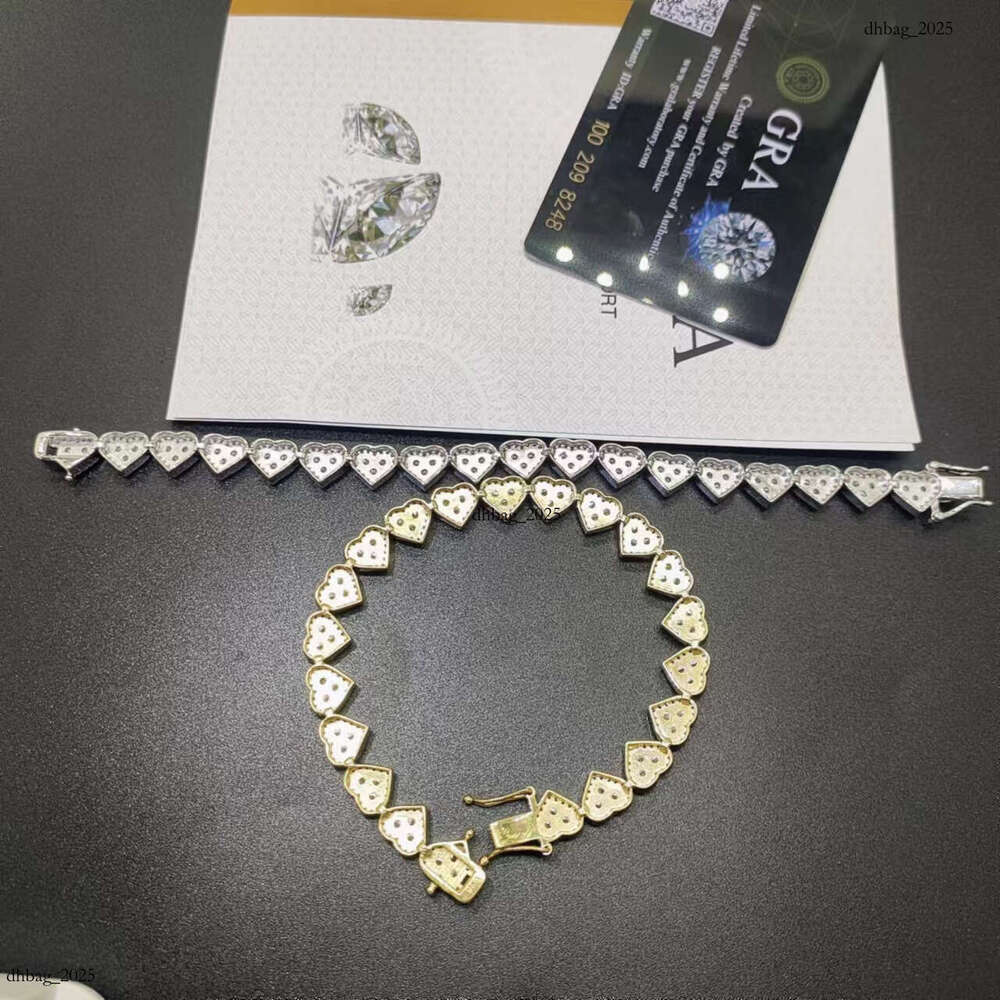 Heart-Shaped Tennis Bracelet Jewelry Personalized Full Dia Unisex Hip-Hop Trendy Necklace