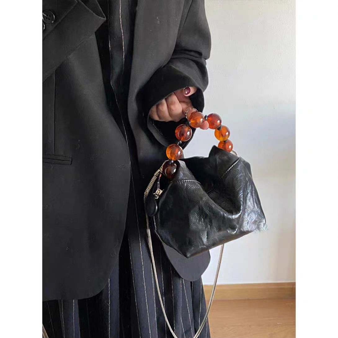 2025 New High-End Wrinkled Commuter Beaded Handbag Crossbody Bag ddmymoon