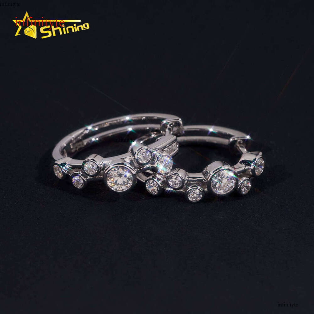 High Quality Hip Hop Jewelry Sterling Sier Gold Plated Iced Out Moissanite Hoop Fashion Stud Earrings With GRA