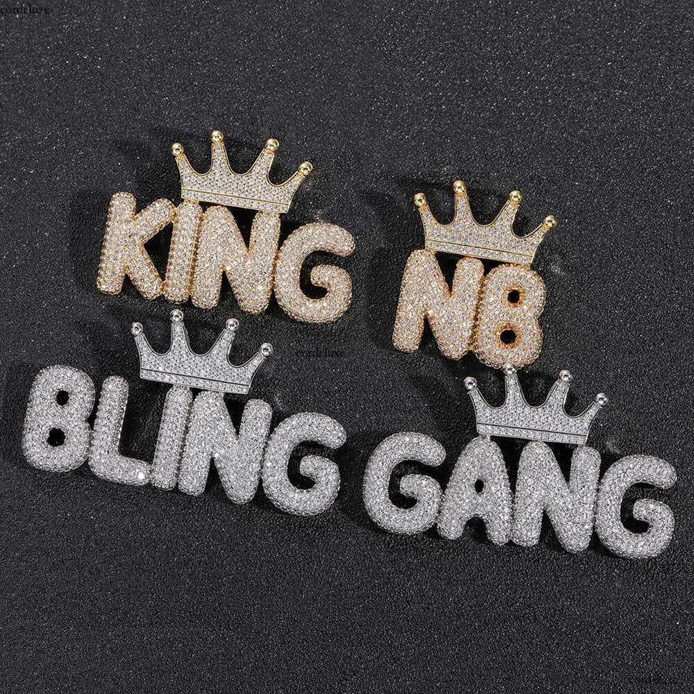 New Hip-Hop Crown Bubble Letter Number Splicing Combination Pendant Micro-Inlaid Moissanite chain Personality Necklace