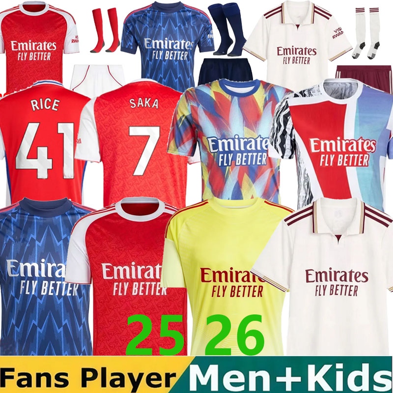 24 25 26 CALAFIORI soccer jerseys RICE SAKA STERLING Fans Player J.TIMBER MARTINELLI RUSSO 25 26 football shirt Men Kids ODEGAARD SAMBI FABIO VIEIRA SALIBA HAVERTZ