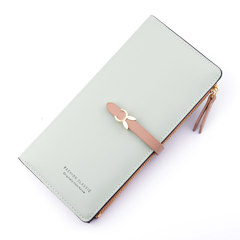 New Women's Wallet Long Korean Style Student Fashion Zipper Luxury Bag Buckle Thin Designer Bag Wallet Multi-card Slot Soft Leather Card Holder