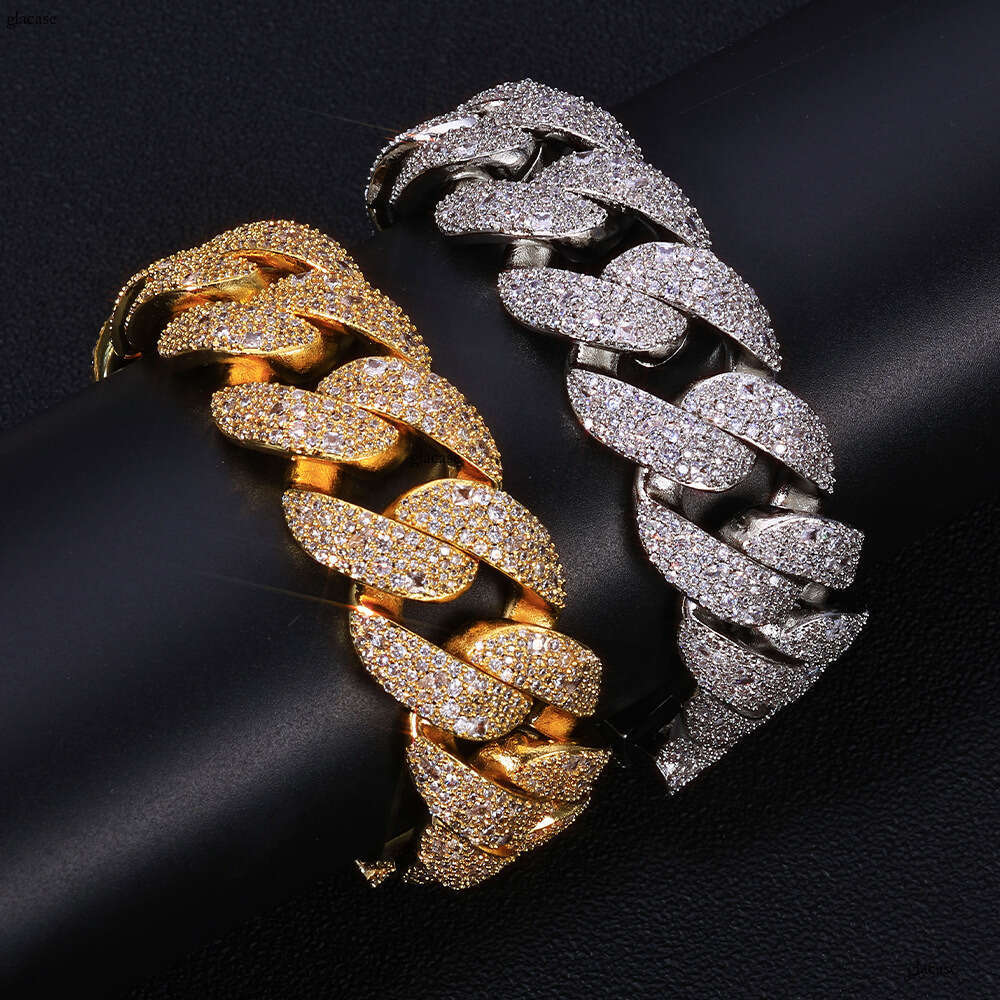 22mm Bubble Cuban Chain High-Quality Jewelry Full Dia Bracelet Men's Hip-Hop Trendy Accessories