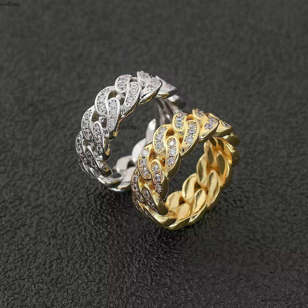Noya Gold-Plated for Men Hip-Hop Ice Out Miami Cuban Link Ring Jewelry
