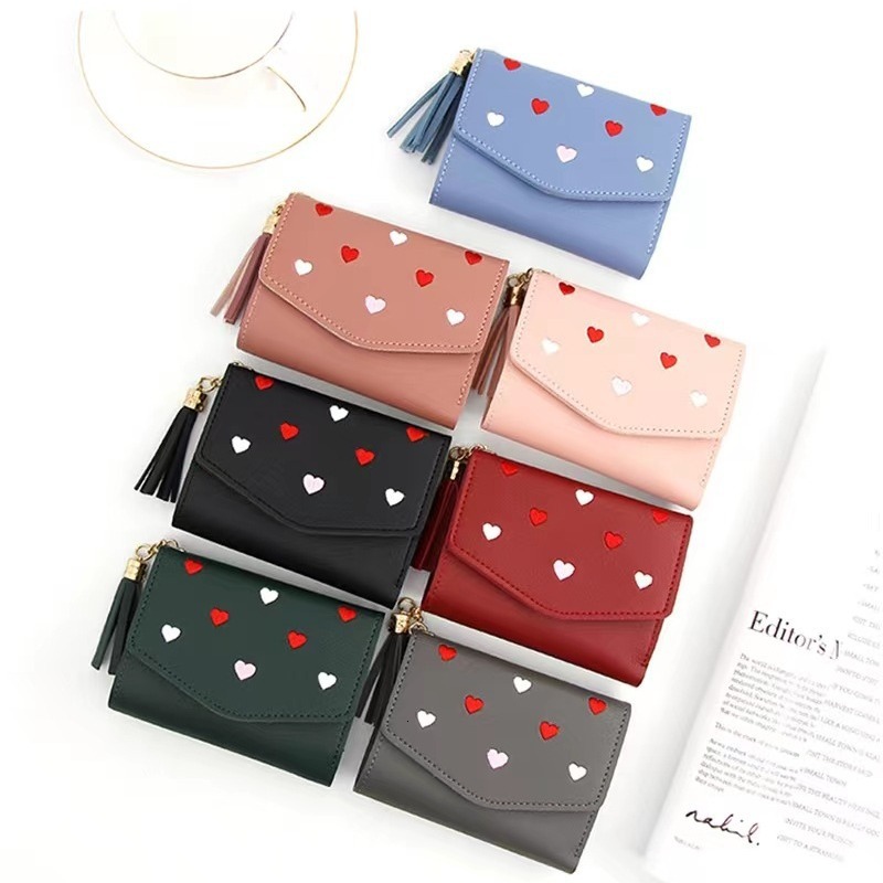 Luxury Bag New Korean Style Wallet For Women, Short High-end Handbag, Heart-shaped Card Holder, Urban Fashion Coin Purse Wholesale