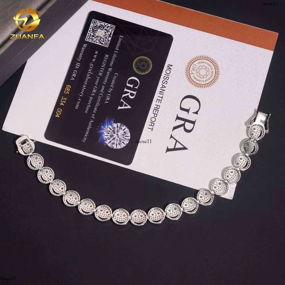 Smiley Face Green 10Mm Sier Hip-Hop Jewelry Men's Iced Out VVS D Moissanite Fashion Bracelet