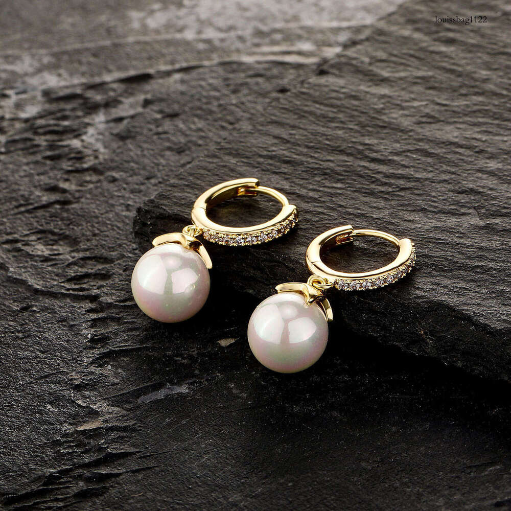 French Style Light Pearl for Women Versatile Micro Pave Zircon Drop Earrings Trendy Ear Jewelry