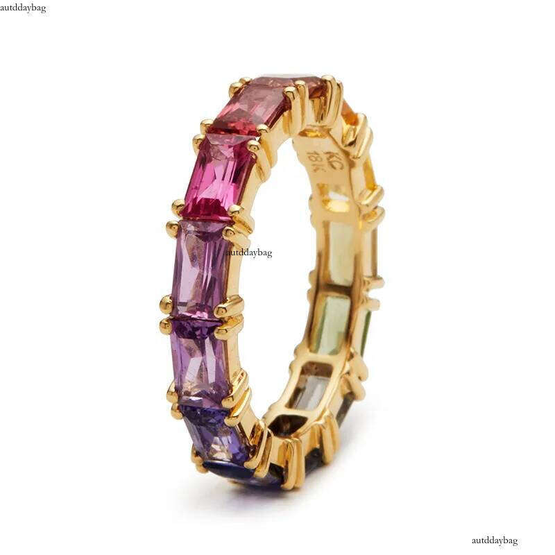 2025 Choucong Top Sell Wedding Rings Jewelry Gold Fill Princess Cut Colorful 5A Cubic Zircon CZ Dia Gemstones Party Women Engagement Band Ring Gift