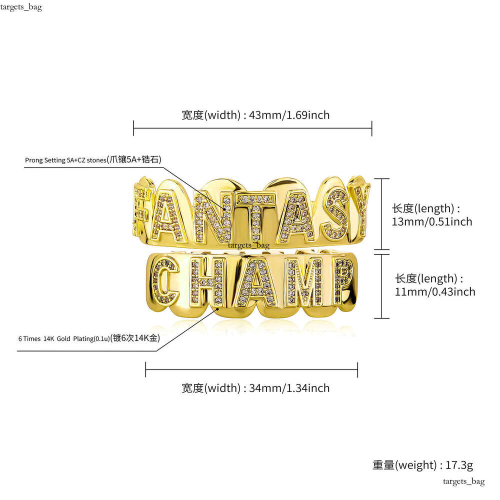 2023 New Hip-Hop Full Dia Zircon English Letter Gold-Plated Smooth Bracelet Personality Trendy Jewelry