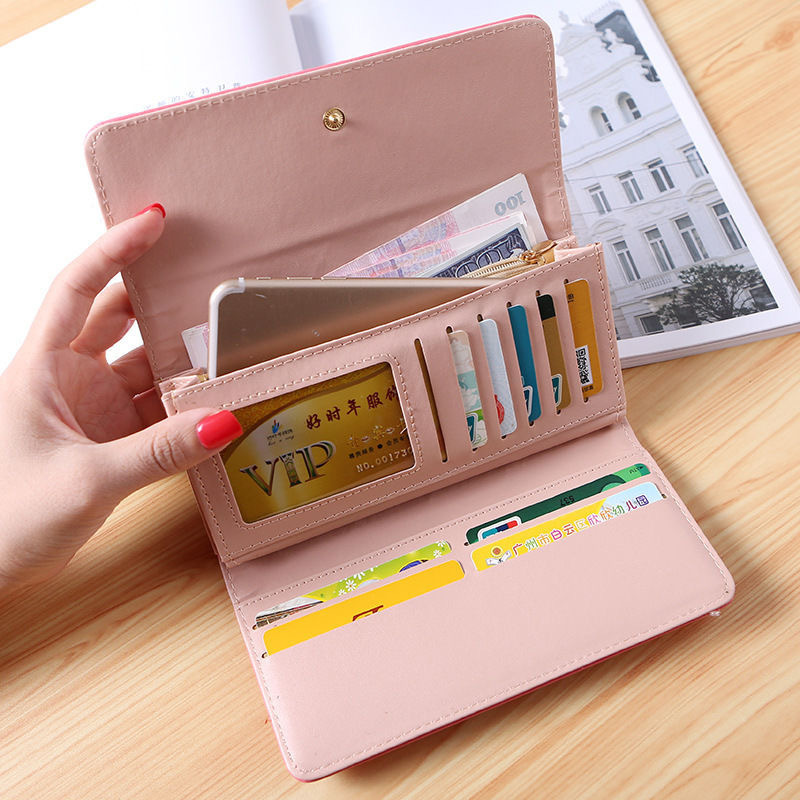 2025 New PU Women's Wallet Long Style 70% Off Korean Version Luxury Bag Clutch Bag Buckle Quilted Multi-card Slot Leather Wallet