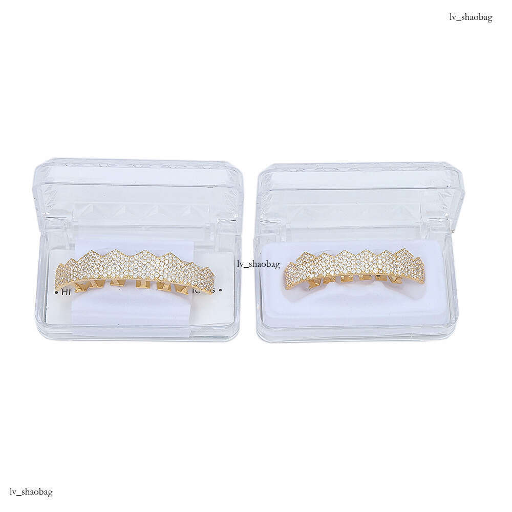 Gold-Plated Micro-Paved Zircon 8-Piece Gold Teeth Set Hip Hop Style