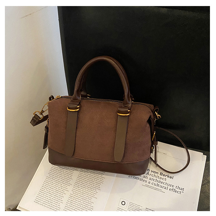 Vintage Suede Handbag For Women Winter New Cross-border Luxury Designer Bag Bag Bowling Bag Simple Shoulder Crossbody Pillow Bag