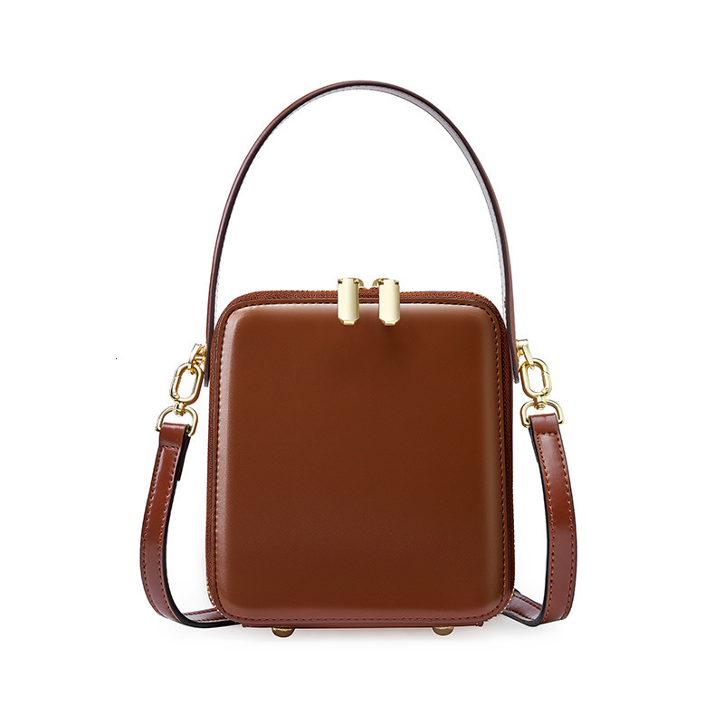 Women's New Fashion Genuine Leather Box Light Luxury Crossbody Handbag Shoulder Bag