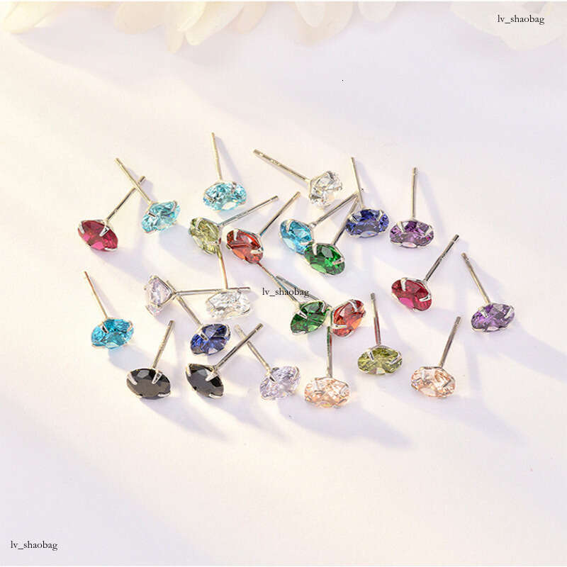 for Women Colorful Zircon Fashion Four-Prong Sier Crystal Shiny Earrings