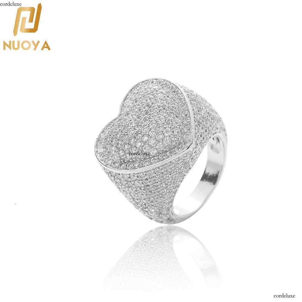 Hip Hop New Heart Zircon Ring Trendy Fashion Men's Jewelry