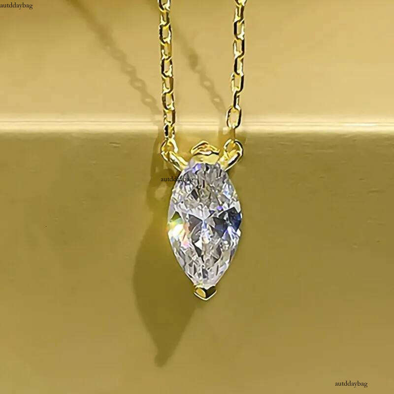 Choucong Brand New Solitaire Pendant Jewelry Sterling Sier Gold Marquise White 5A Cubic Zircon CZ Dia Gemstones Party Women Clavicle Necklace
