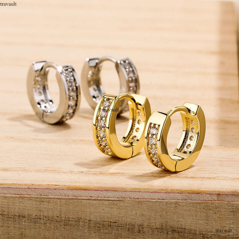 Geometric Round Micro Paved Zircon Earrings Personality Versatile Fashion Trend Buckle Ear Jewelry Accessories