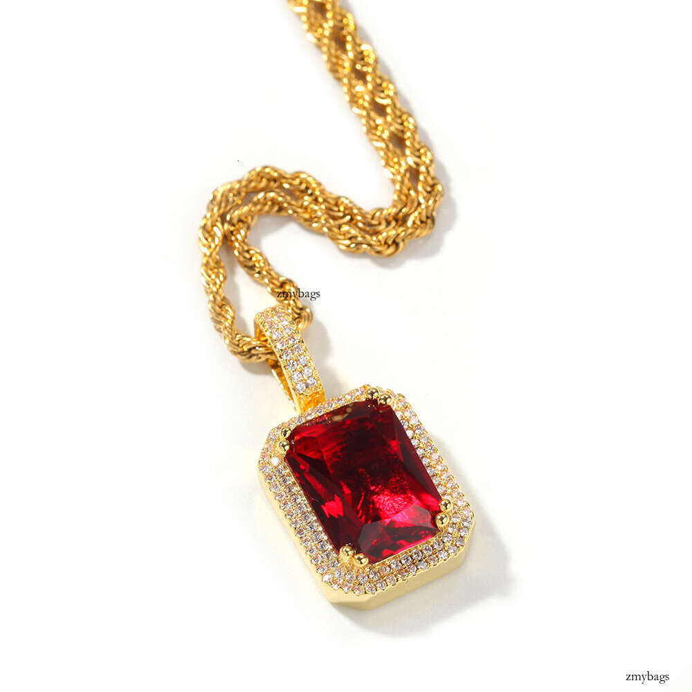 Hiisees Hip-Hop Niche Colorful Solid Square Personality Pendant Trendy Brand Necklace