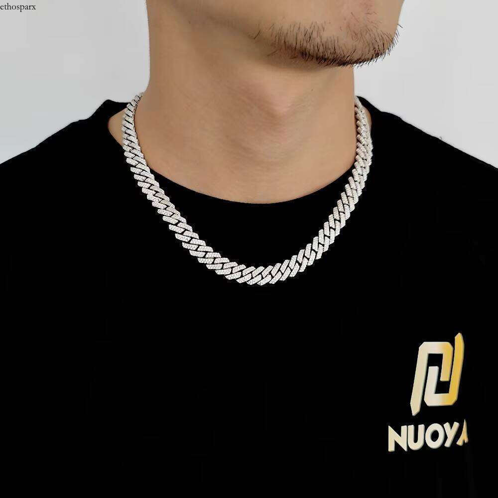 Nuoya 10mm Iced Out CZ Dia Gold Miami Cuban Link Chain Necklace Men Hip Hop Jewelry