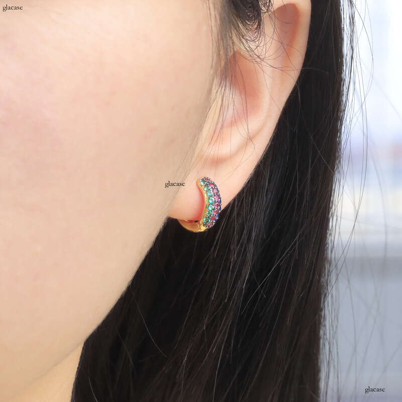 Hot Selling Simple Colorful Zircon Earrings for Women, Stylish and Elegant Accessories