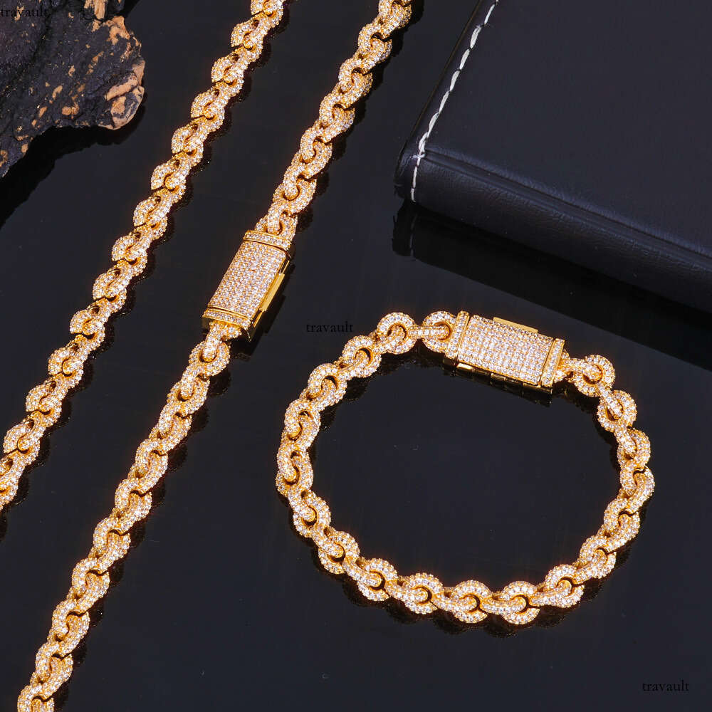 8mm 0-shaped Chain Full Dia Jewelry Fashion Trend Men's Zircon Bracelet Personality Versatile Accessory