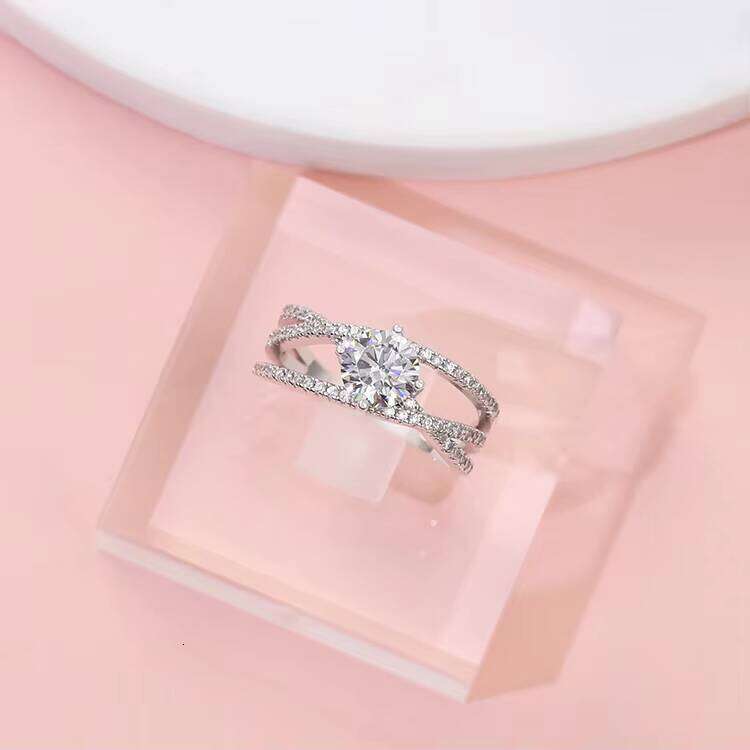 Fine Jewelry Solid White Gold 1CT D/VVS Round Moissanite Dia Wedding Ring