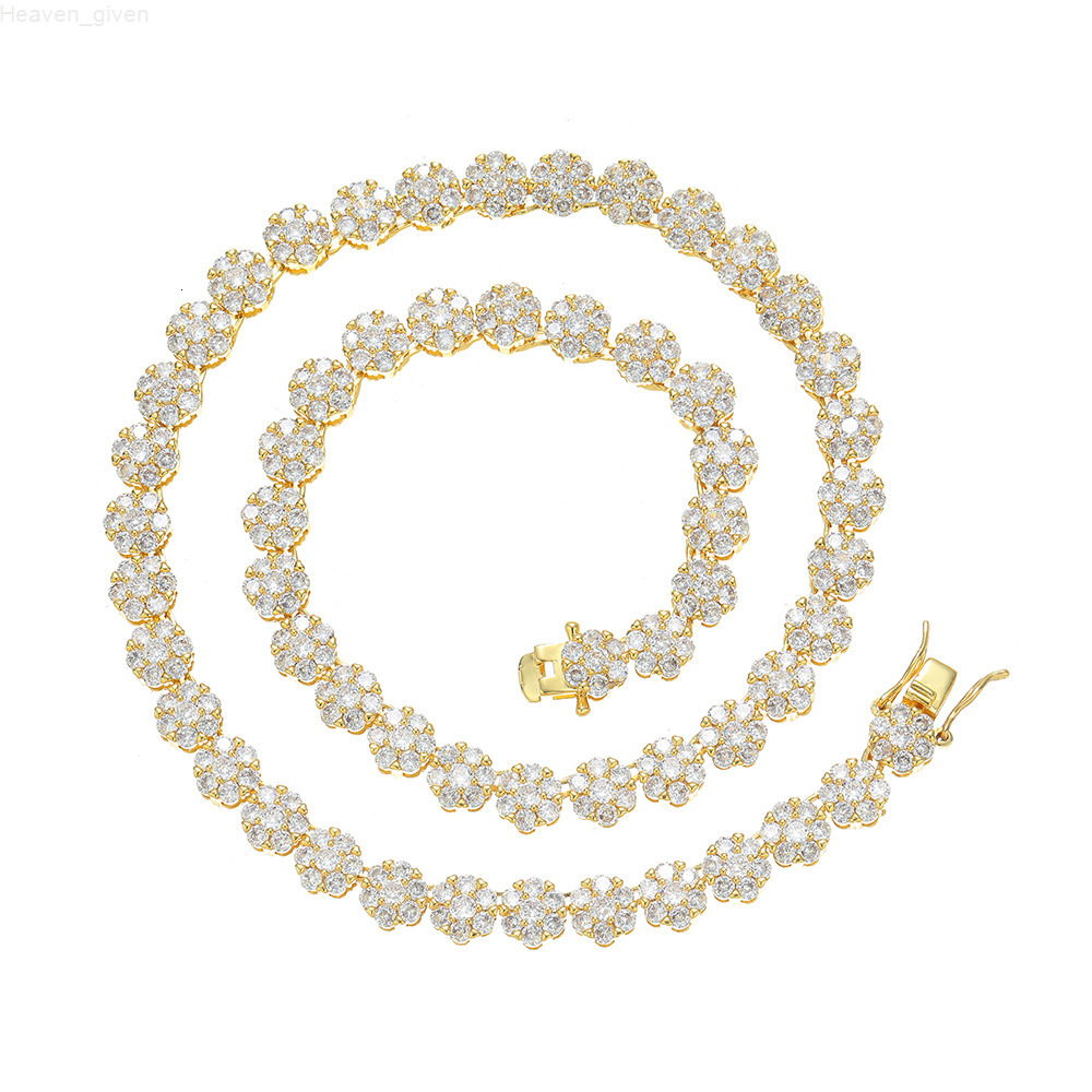 BC236 8MM Women Flower Shape Tennis Chain Brass CZ Necklace for Gift