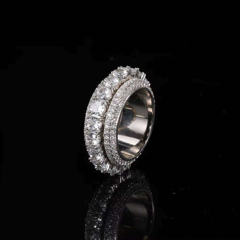 NUOYA Wholesale Iced Out Jewelry Hip Hop Ring Men Rotating Cz Gold Plated Cuban Rings