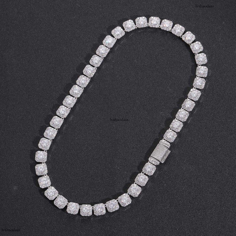 10mm Wide Ice Sugar Chain Sier Moissanite, Trendy Men's Necklace with Certificate