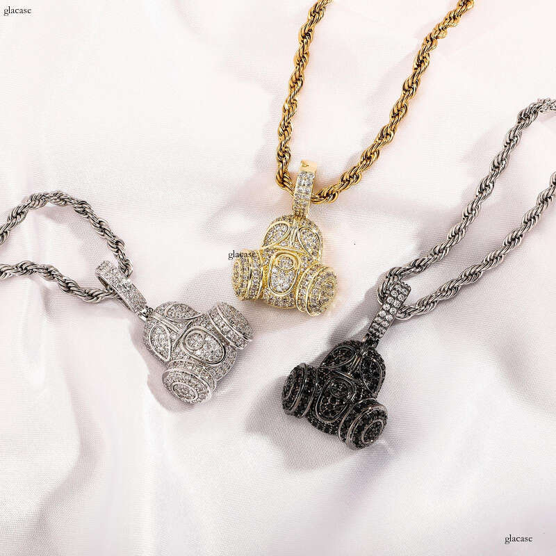Gas Mask Full Moissanite chain Pendant Necklace Jewelry Niche Hip-Hop Street Sweatshirt Chain Unisex Fashion Accessories