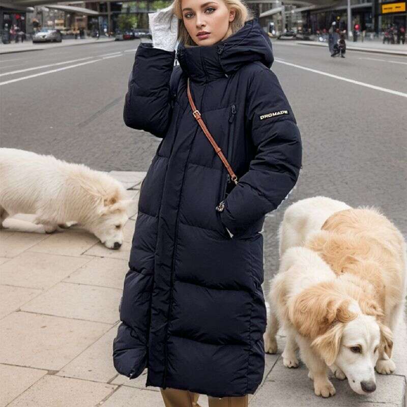 Women's Clothing Down Over The Knee For Women Winter Hooded Thickened Mid Length Bread Coat Cotton Padded Jacket Trendy