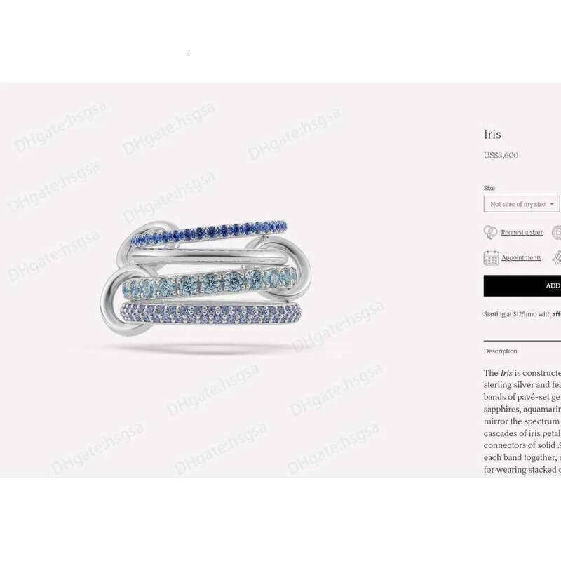 Spinelli Kilcollin Sier Linked Dia Ring Iris Petunia Aqua New Designer Rings with Sapphire & Tanzanite - Fine Jewelry for Women