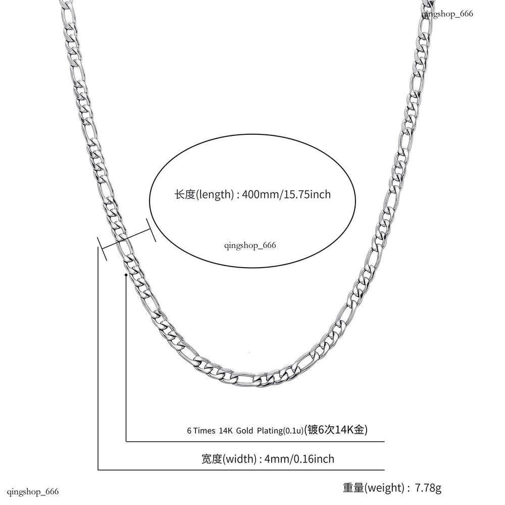 Men's Stainless 3:1 Figaro Chain Hot Selling Hip Hop Titanium Steel Necklace