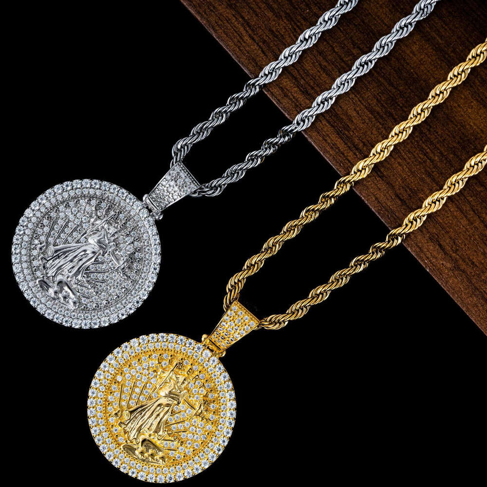 Hot Selling S Round Moissanite Full Inlay Hip Hop Men's Jewelry Pendant Can Wear 4MM Tennis Chain