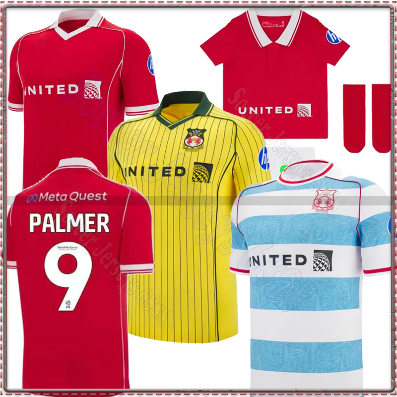 25 26 Wrexham soccer jerseys 25 26 Mullin Jay Rodriguez Ollie Palmer Jack Marriott Sam Smith Steven Fletcher Ryan Longman Rathbone football shirt MEN KIT KIDS