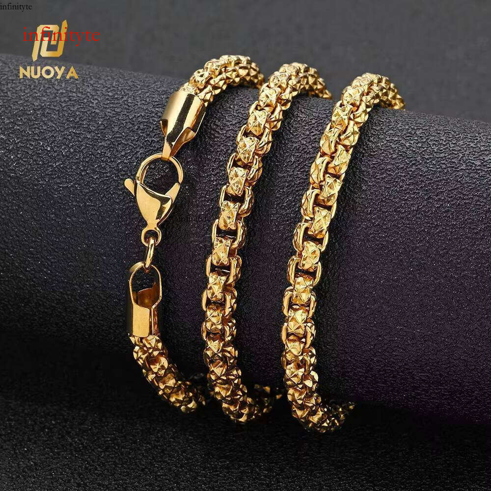 NUOYA 5MM New Fashionable Stainless Steel Emed Square Design Hip Hop Style Unisex Personalized Chain Bracelet