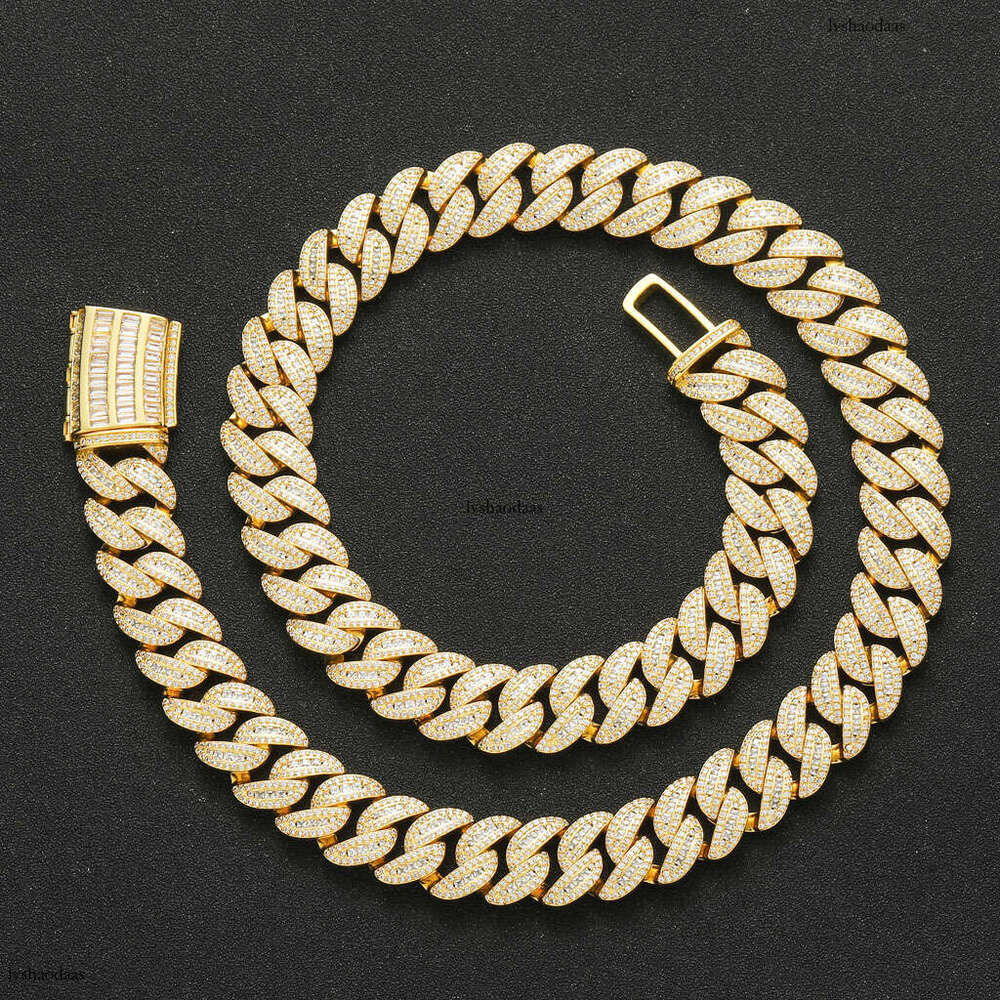 Hip Hop Necklace 15mm Mixed T-Cubic Moissanite chain Miami Cuban Trendy Fashion Men's Niche Clavicle Chain