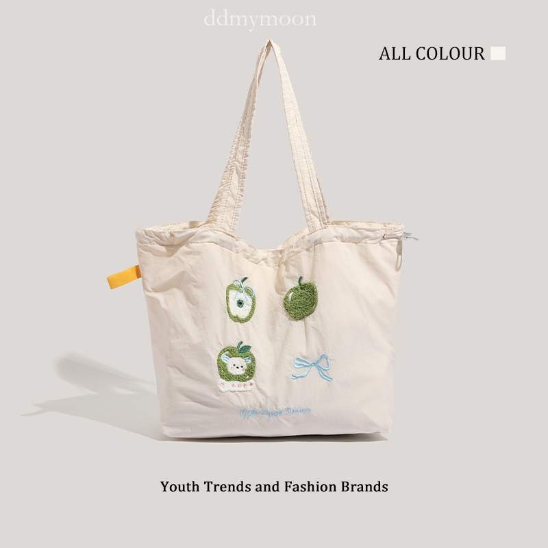 Fresh Apple Pattern Canvas Large Capacity Casual Commuter Tote Shoulder Underarm Bag ddmymoon
