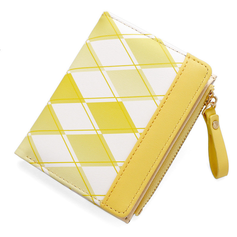 Small Wallet For Women, High-end Feel, Small Foldable Wallet, Short Plaid Luxury Bag Color-block Simple Coin Purse, Clutch Bag, Cross-border