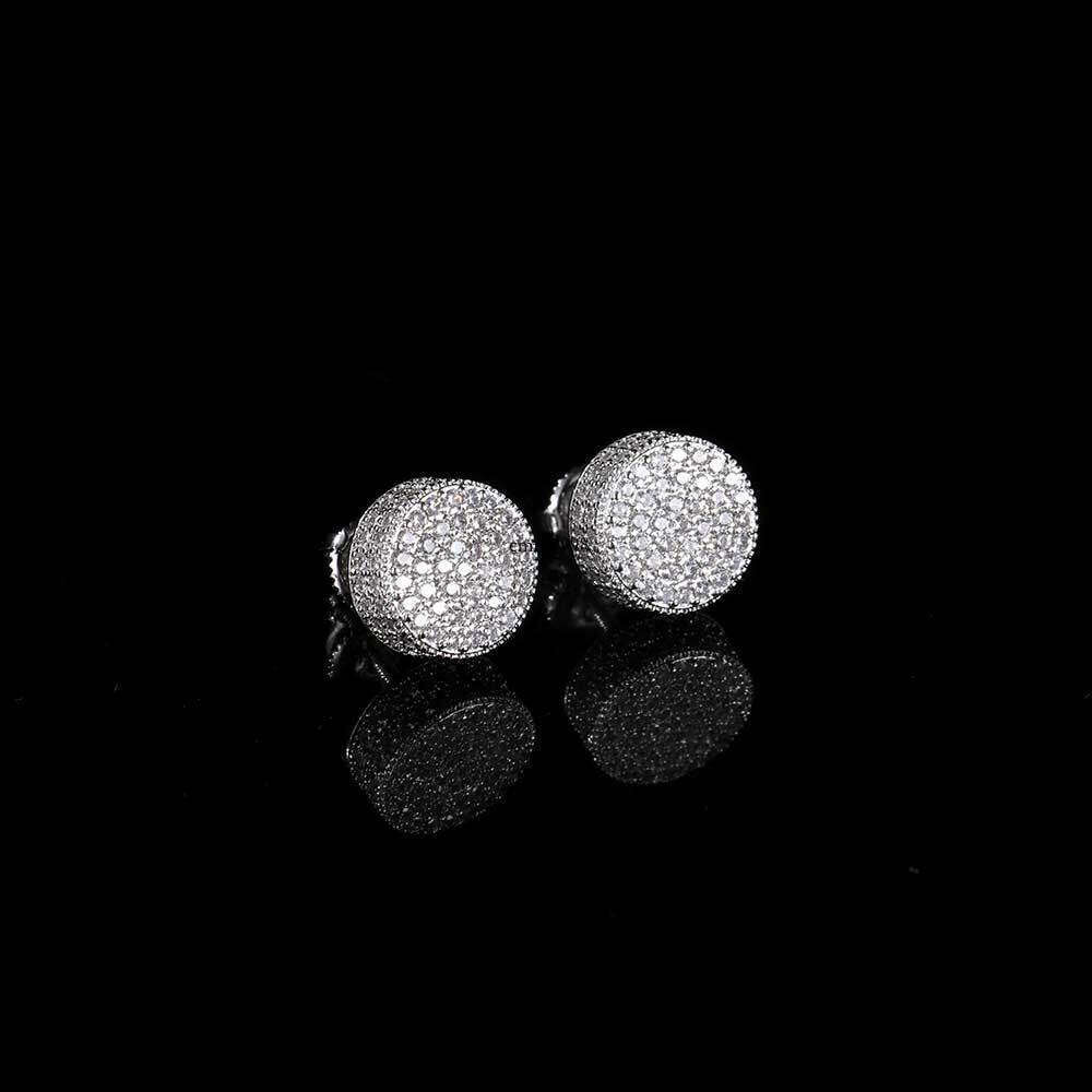 New Double-Layer Round Micro-Inlaid Zircon Trendy Personality Hip-Hop Earrings