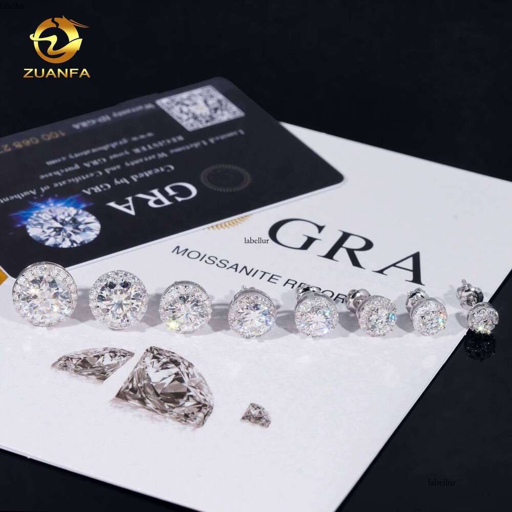 Fashion Style 5Mm 9Mm Sier Hip-Hop Iced Jewelry VVS Sparkling Earrings Unisex Gift