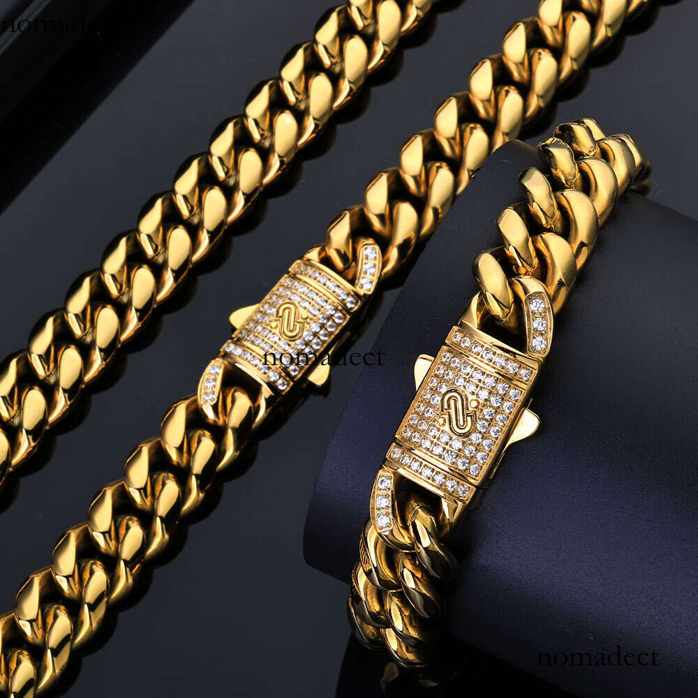 Hip Hop Round Polished Cuban Chain Stainless Men's Necklace Trendy Versatile Titanium Steel Jewelry Accessory