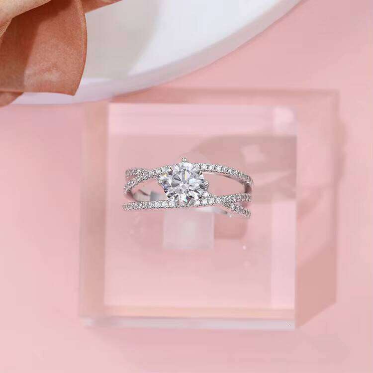 Fine Jewelry Solid White Gold 1CT D/VVS Round Moissanite Dia Wedding Ring