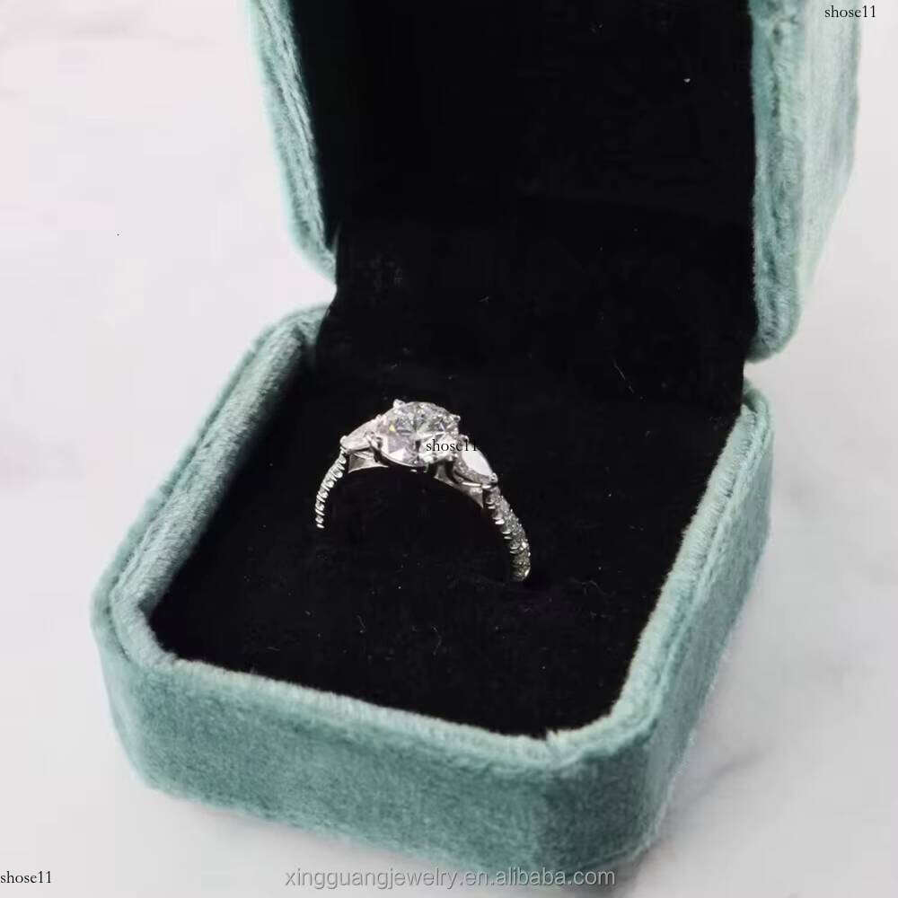 Hot Sale Trilogy Style 1.0CT GRA Moissanite Round Custom 14K White Gold Engagement Wedding Dia Ring Women Men
