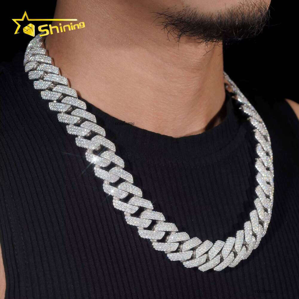 Sterling Sier Fine Pendant Necklace Bracelet Iced Out Vvs Moissanite Hip Hop Jewelry Cuban Link Chain