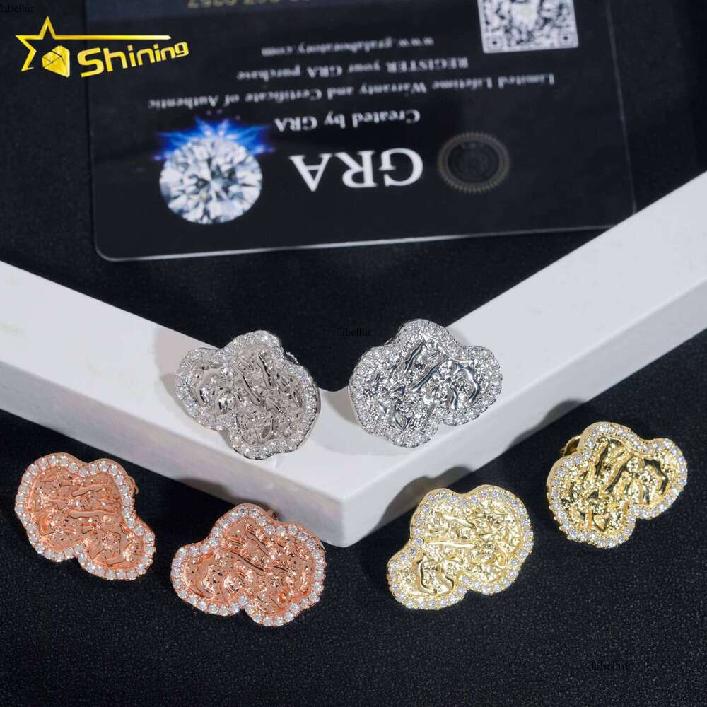 RTS Pass Dia Tester Hip Hop Sterling Sier Gold Plated VVS Moissanite Rapper Stud Earrings Men Jewelry